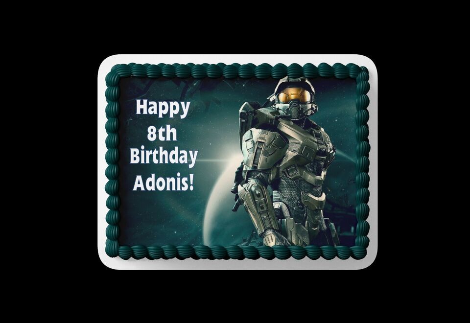 Halo M Chief edible image/birthday cake topper/ 1/4 topper - $9.89