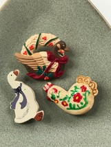 Vintage Lot of Hallmark Plastic Christmas Goose Resin Flower Rooster &amp; Painted  - £10.62 GBP