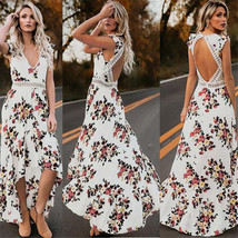 Sleeveless printing irregular dress - £24.20 GBP+