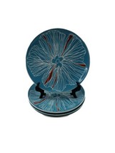 Ikea Bullra Round Salad Lunch Plate Set of 4 Turquoise Red White Floral 15199 - £15.83 GBP