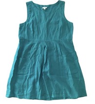 J.jill Love Linen Medium Teal Mini Sleeveless Tank Dress Pockets Turquoise - $21.78