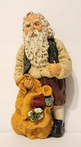1988 Vintage June Mckenna Flat Back Figurine Santa w/ Toy Bag Collectible - £11.78 GBP