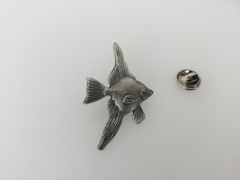 Angel Fish Pewter Lapel Pin Badge Handmade In UK - $7.50