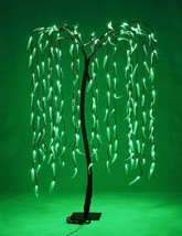 5.5 Ft Willow Tree 200 GREEN LED Lights Indoor Outdoor Garden Patio Porc... - £67.34 GBP