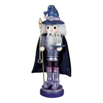 Kurt Adler Wooden Nutcracker Wizard w/ Staff Owl Crystal Purple 18&quot; H - £61.85 GBP