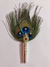 925 Silver Lord Krishna LADDU GOPAL Fan Pankha Pankhi Peacock Feathers R... - $19.59