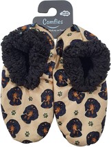 Womens Black Dachshund Dog Slippers - Sherpa Lined Animal Print Booties - £28.94 GBP