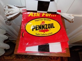 Vintage Ask For Pennzoil Safe Lubrication 12 Double Sided Plastic Flag S... - $846.75 MXN