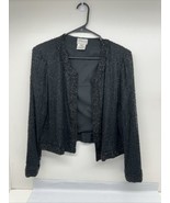 Vintage Stenay women&#39;s silk cardigan beaded black open front size Med - $21.00