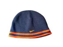 Youth Nike Beanie Knit Hat Stocking Skull Cap Reversible Orange Grey Unisex - £13.93 GBP