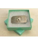 Silver Tone Belt Buckle, Nickel Plated, Horseshoe &amp; Head, Leaf Scrolls, ... - $19.55