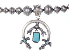 Mary Cayatineto Navajo Tufa Cast Sterling Silver Naja turquoise/silver pearls - £305.73 GBP