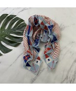 Vera Neumann Vintage 80s Nautical Print Scarf Large Cotton Red Blue Sailing - $24.74