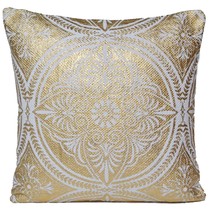 Mandala Cushion Covers Chakra Gold White Cotton 50cm 20&quot; Hand Woven Decorative - £14.08 GBP