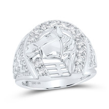 10kt White Gold Mens Round Diamond Horseshoe Ring 1/2 Cttw - £1,085.56 GBP