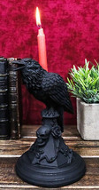 Gothic Poe Raven Crow Black Rose Skull Tombstone Tea Light Votive Candle... - £23.68 GBP