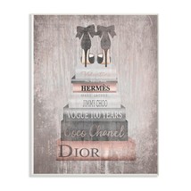 The Stupell Home Decor Collection Book Stack Heels Metallic Pink Wall Plaque Art - £25.57 GBP