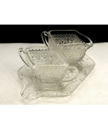 Indiana Glass Creamer &amp; Sugar Set w/Tray, Tiara Sandwich Glass, Diamond ... - $33.44 CAD
