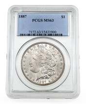 1887 $1 Silver Morgan Dollar Graded by PCGS as MS-63 - £217.11 GBP