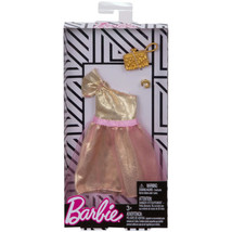 Barbie Complete Looks Gold One Shoulder Gown with Pink Tulle Outfit FKT10 - $22.79