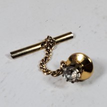 Vintage Tie Tack Gold Tone Faux Diamond - £9.32 GBP