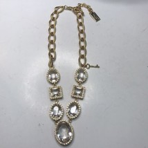 Vintage My Flat In London Necklace Jan Haedrich Clear Faceted Rhinestones Gold - £40.98 GBP