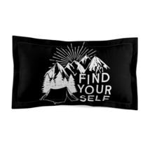 Microfiber Pillow Sham - Find Yourself Illustrated Tent in the Mountains Design  - £26.34 GBP+