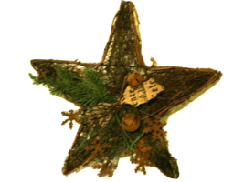 Primitive Twig wall Star with Rusty Bells and snowflakes - SALE - $24.00