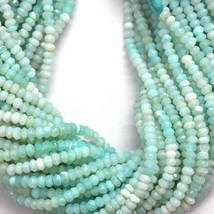 Natural Blue Opal 3.5-4mm Faceted Round Gemstone Loose Beads 13&quot; Strand BDS-1052 - £35.99 GBP