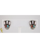 Sterling Silver Lapidary Inlay Bear Paw Clip-On Earrings Zuni - $3,440.88 MXN Sterling Silver Lapidary Inlay Bear Paw Clip-On Earrings Zuni - $3,440.88 MXN