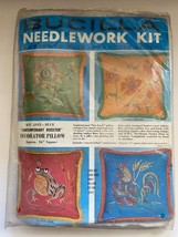 Bucilla Needlework Kit 2412 Blue Contemporary Rooster Decorator Pillow Vintage - £15.47 GBP