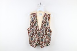 Vintage 90s Streetwear Womens Medium Sports Bear Tapestry Button Vest Ja... - $831.34 MXN
