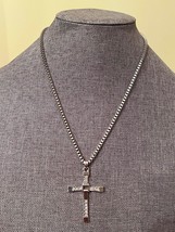 Cross Pendant Necklace For men Women Silver New  20” - £14.79 GBP