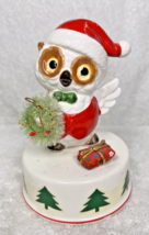 Napcoware Christmas Santa Owl With Wreath And Fabric Covered Present Mus... - $36.14