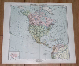 1901 Antique Map Of North America Canada Usa Caribb EAN - £13.66 GBP