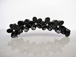 Black  flower banana hair claw clips with swarovski crystals - £10.32 GBP
