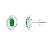 ANGARA Lab-Grown 0.51 Ct Emerald Swirl Earrings with Diamond Accents in 14K Gold - £611.47 GBP