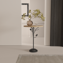 Modern Round Side Table for Small Spaces: Accent End Table with Metal Leg - $80.99