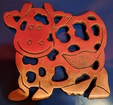 Vintage Old Dutch Design Handcrafted Copper Cast Iron Cow footed Trivet Wall  - $15.88