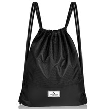 Costway String Bag Drawstring Backpack Folding Sports Sack w/Zipper Pock... - £21.25 GBP