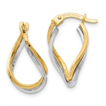 14K Gold Two Tone Twisted Hoop Earrings Jewerly - £102.33 GBP