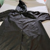 Sue Brett Women's Black Button Removable Hoodie Jacket Chest Sz 58" Made In USA image 6