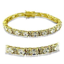 7 Inch Gold Plated Clear CZ Tennis Bracelet - £21.25 GBP