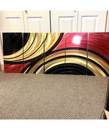 Large Red Gold Metal Art Wall Modern Solaris Decor Orig Jon Allen Contem... - $215.00