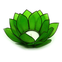 Jade Green Capiz Shell Lotus Flower Small Tealight Candle Holder - £18.33 GBP