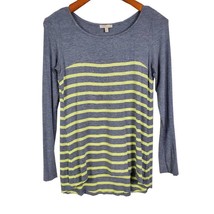 Bordeaux Womens Thermal Top Size L Gray/Yellow Stripe Long Sleeve Scoop ... - £18.26 GBP