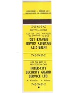 Ontario Matchbook Cover Ottawa Inter-City Security Guard Service Yellow - £1.09 GBP