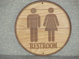 Men and Women Wood 6 inch Restroom Door Sign Beer Barrel Top Style - £14.85 GBP