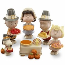 Lenox Peanuts Thanksgiving Figurines 6PC Pilgrim Dinner Snoopy Charlie Brown NEW - £251.79 GBP