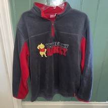 Vintage 90s Disney Pooh Where&#39;s My Honey  3/4 Zip Fleece Like Pullover Shirt - £26.85 GBP